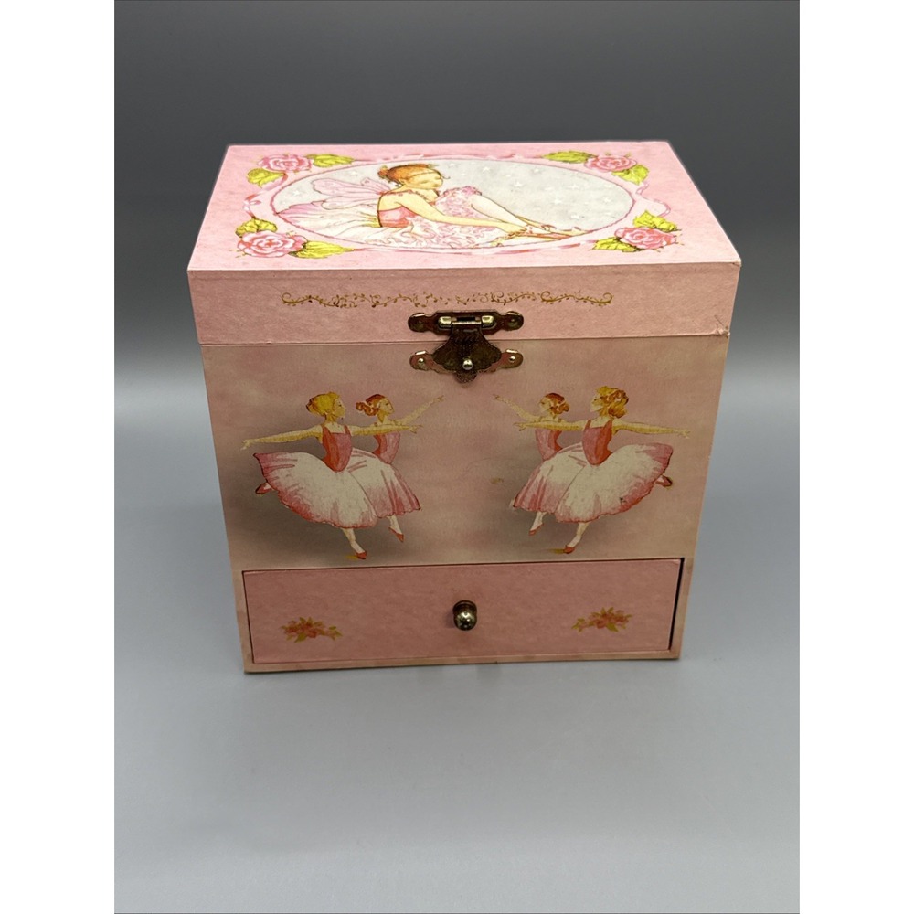 Musical Jewelry Box Enchantmint Ballerina "Swan Lake" Pink 4 Drawers "6 x 4 x 6"